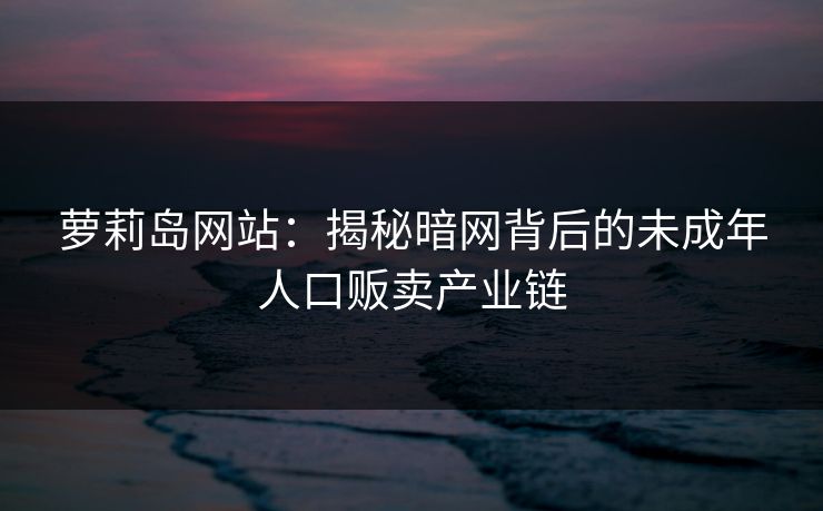 萝莉岛网站：揭秘暗网背后的未成年人口贩卖产业链